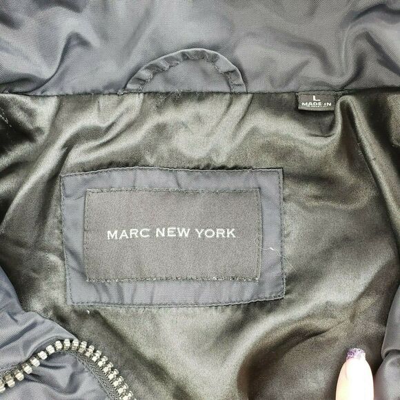 Marc New York Mens Black Nylon Full Zip Long Sleeve Bomber‎ Jacket Size Large - Picture 5 of 8